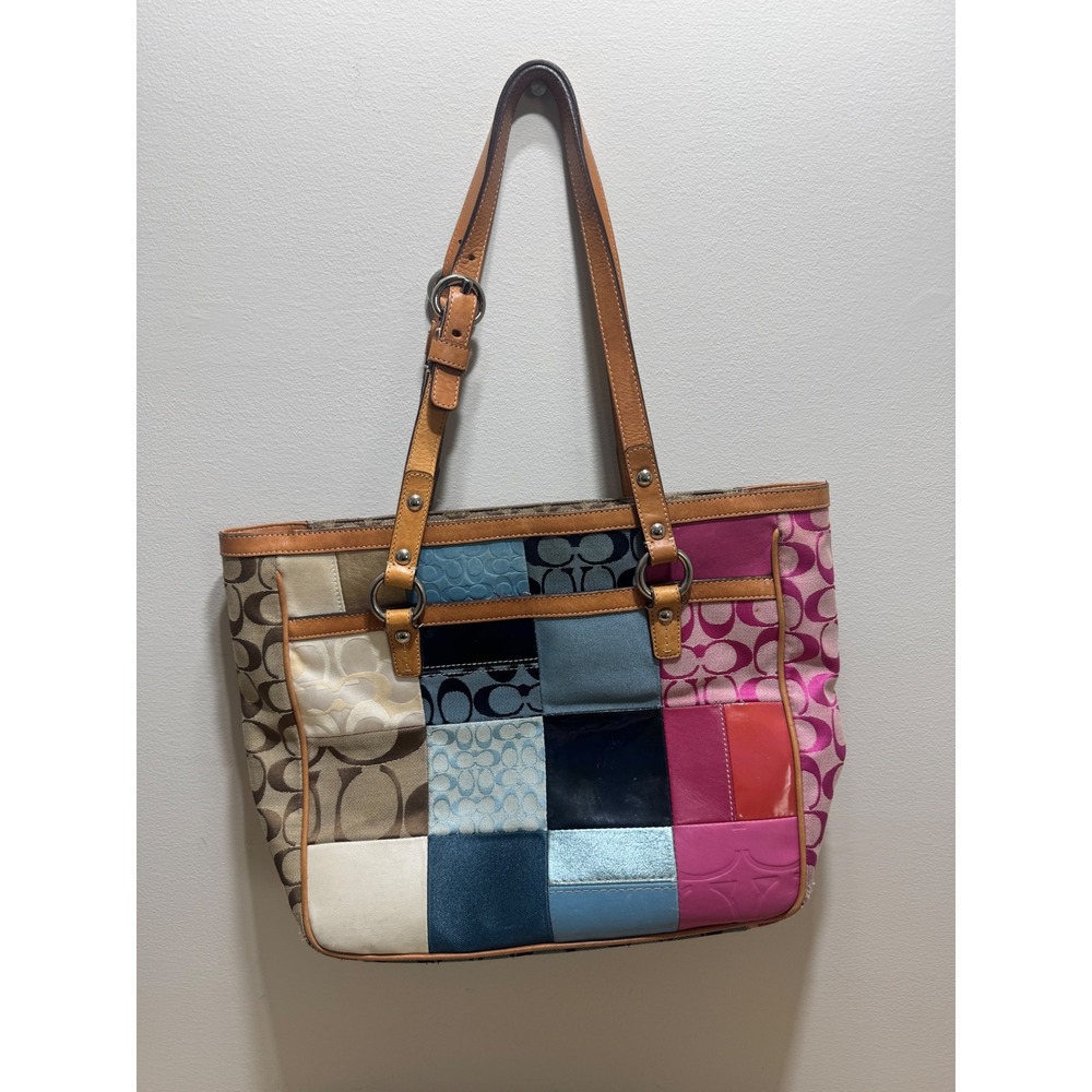 COACH Multicolor Patchwork Tote Bag Two Handles Z… - image 1